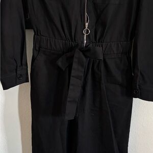 Black Jumpsuit zipper front with Bow tie